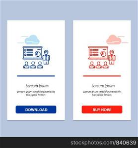 Presentation, Analytics, Business, Graph, Marketing, People, Statistics Blue and Red Download and Buy Now web Widget Card Template