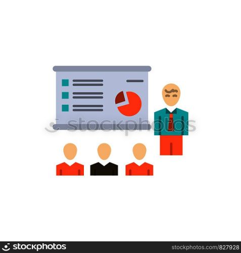 Presentation, Analytics, Business, Graph, Marketing, People, Statistics Flat Color Icon. Vector icon banner Template