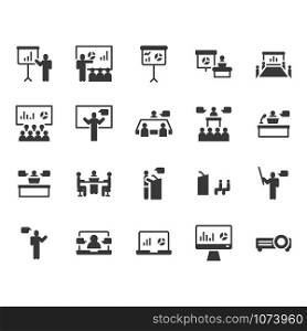 Presentation and meeting related icon and symbol set