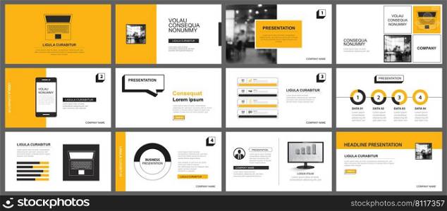 Presentation and slide layout background. Design yellow pastel leaves and flower template. Use for keynote, presentation, slide, leaflet, advertising, template.