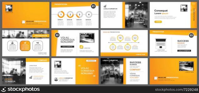 Presentation and slide layout template. Design orange keynote in paper style background. Use for business annual report, flyer, marketing, leaflet, advertising, brochure.