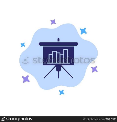 Presentation, Blackboard, PowerPoint, Report Blue Icon on Abstract Cloud Background