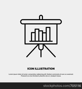 Presentation, Blackboard, PowerPoint, Report Line Icon Vector