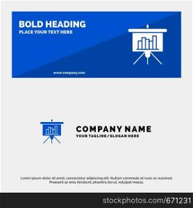 Presentation, Blackboard, PowerPoint, Report SOlid Icon Website Banner and Business Logo Template
