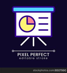 Presentation board pixel perfect RGB color icon for dark theme. Visual information for business and education. Simple filled line drawing on night mode background. Editable stroke. Poppins font used. Presentation board pixel perfect RGB color icon for dark theme
