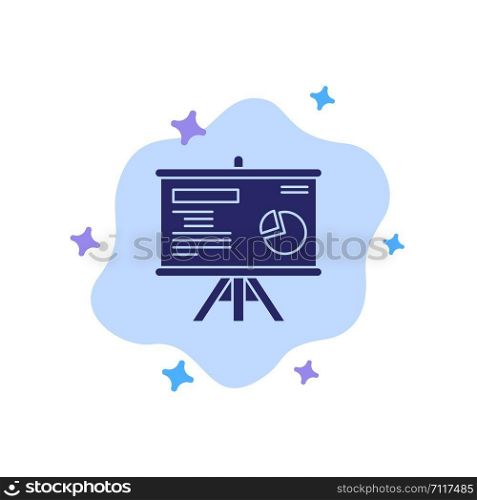 Presentation, Board, Projector, Graph Blue Icon on Abstract Cloud Background