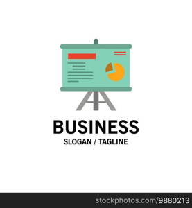 Presentation, Board, Projector, Graph Business Logo Template. Flat Color