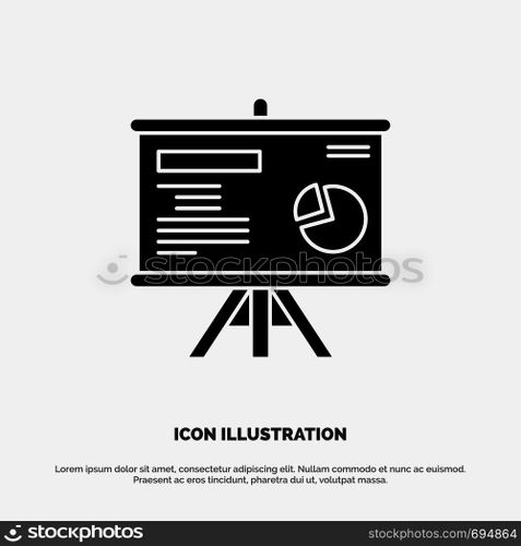 Presentation, Board, Projector, Graph solid Glyph Icon vector