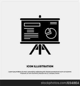 Presentation, Board, Projector, Graph solid Glyph Icon vector