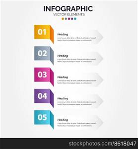Presentation busi≠ss Vertical Infograφc template with 5 options Vector Illustration