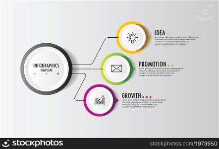 Presentation business abstract background infographic template circle colorful with 3 step