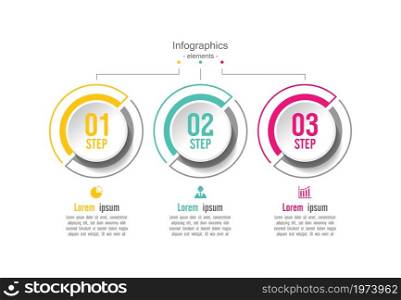 Presentation business abstract background infographic template circle colorful with 3 step