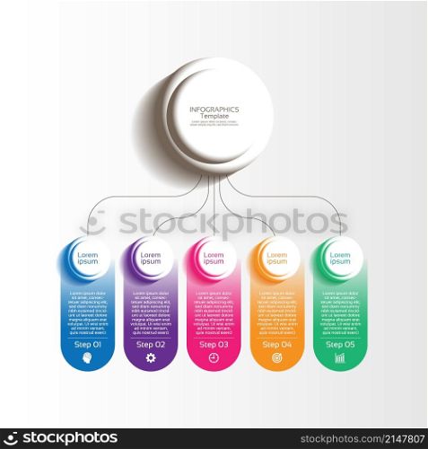 Presentation business abstract background infographic template circle colorful with 5 step