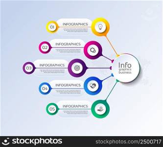 Presentation business abstract background infographic template circle colorful with 5 step