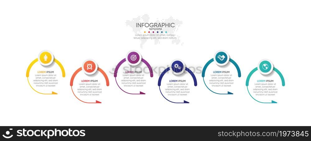 Presentation business abstract background infographic template circle colorful with 6 step