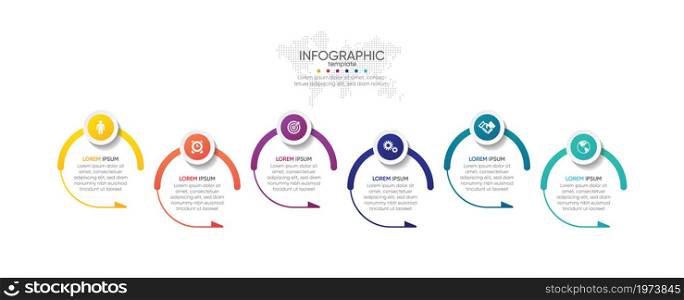 Presentation business abstract background infographic template circle colorful with 6 step