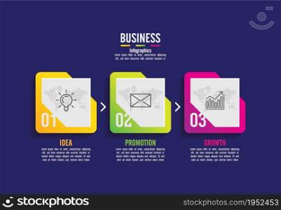 Presentation business abstract background infographic template colorful with 3 step