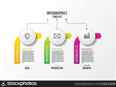 Presentation business abstract background infographic template colorful with 3 step