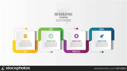Presentation business abstract background infographic template colorful with 4 step