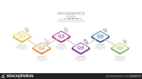 Presentation business abstract background infographic template colorful with 6 step