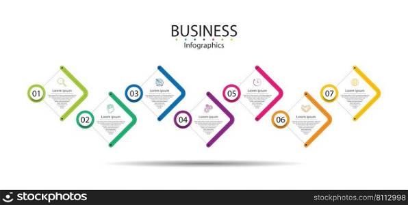 Presentation business abstract background infographic template colorful with 7 step