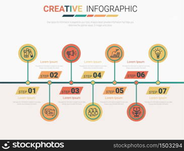 Presentation business concept with 7steps for week, Timeline business for 7 day, Can be used for workflow layout, diagram, business step options, banner, web design. Vector eps 10.