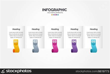 Presentation business Horizontal Infographic template with 5 options Vector Illustration