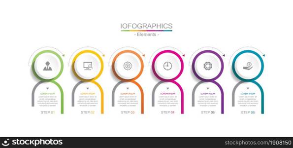 Presentation business infographic elements circle colorful with 6 step