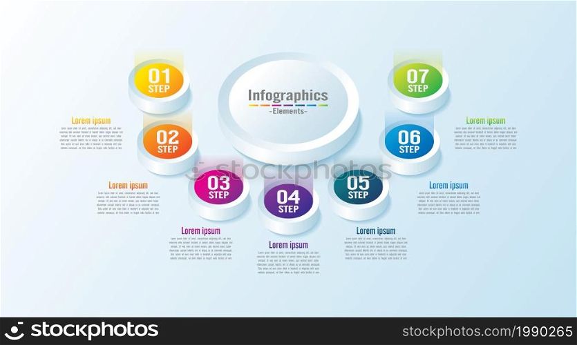 Presentation business infographic elements circle colorful with 7 step