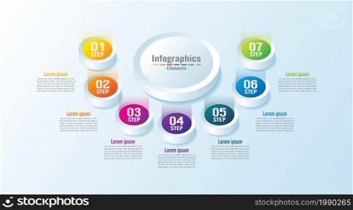 Presentation business infographic elements circle colorful with 7 step