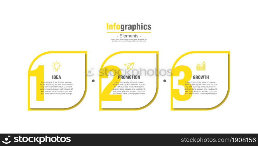 Presentation business infographic elements with 3 step