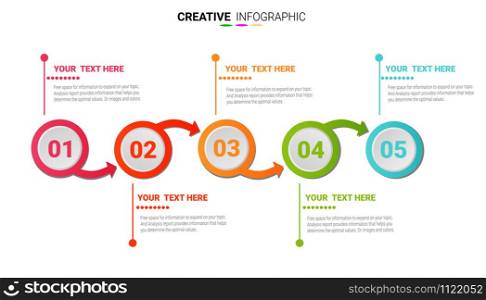 Presentation business infographic template, Abstract infographics number options template with 5 steps. Vector illustration.