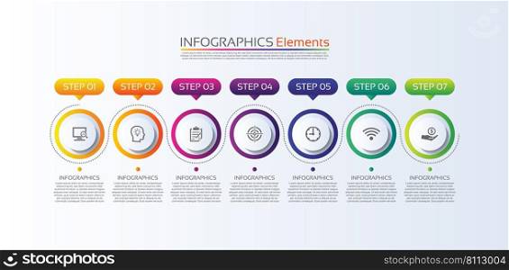 Presentation business infographic template circle color gradient with 7 step