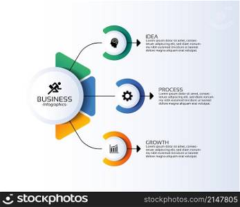 Presentation business infographic template circle colorful with 3 step