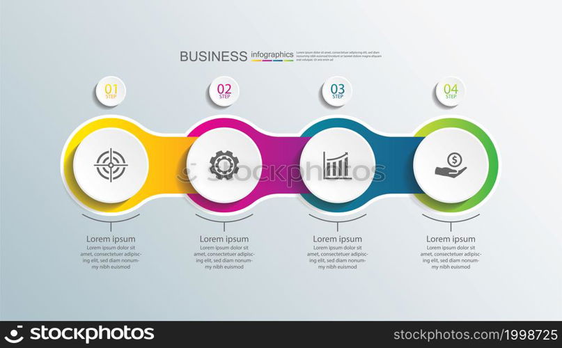 Presentation business infographic template circle colorful with 4 step