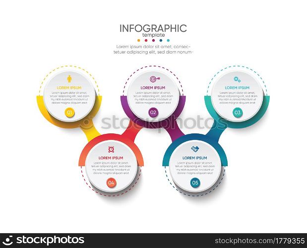 Presentation business infographic template circle colorful with 5 step