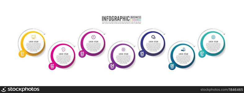 Presentation business infographic template circle colorful with 7 step