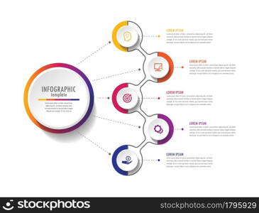 Presentation business infographic template colorful with 5 step