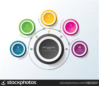 Presentation business infographic template colorful with 5 step