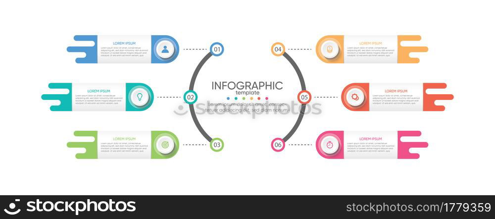 Presentation business infographic template colorful with 6 step