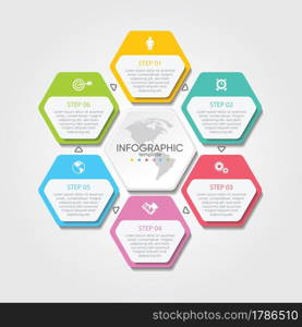 Presentation business infographic template colorful with 6 step