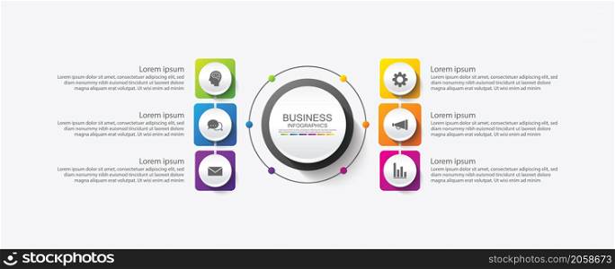 Presentation business infographic template elements gradient with 6 step