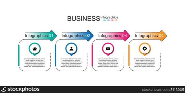 Presentation business infographic template  flat color gradient with 4 step