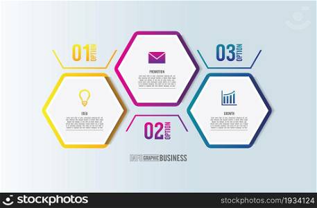Presentation business infographic template gradient with 3 step
