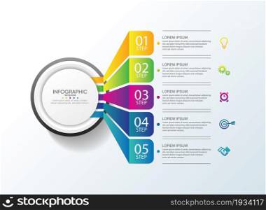 Presentation business infographic template gradient with 5 step