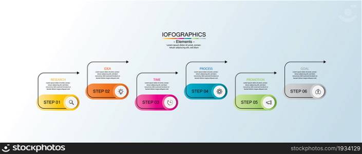 Presentation business infographic template gradient with 6 step
