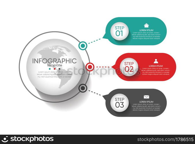 Presentation business infographic template with 3 step