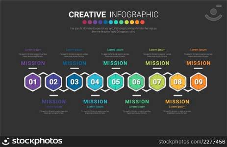Presentation business infographic template with 9 options. Vector illustration