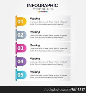 Presentation business Vertical Infographic template with 5 options Vector Illustration