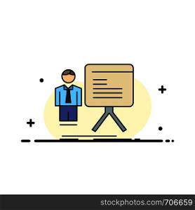 presentation, businessman, chart, graph, progress Flat Color Icon Vector